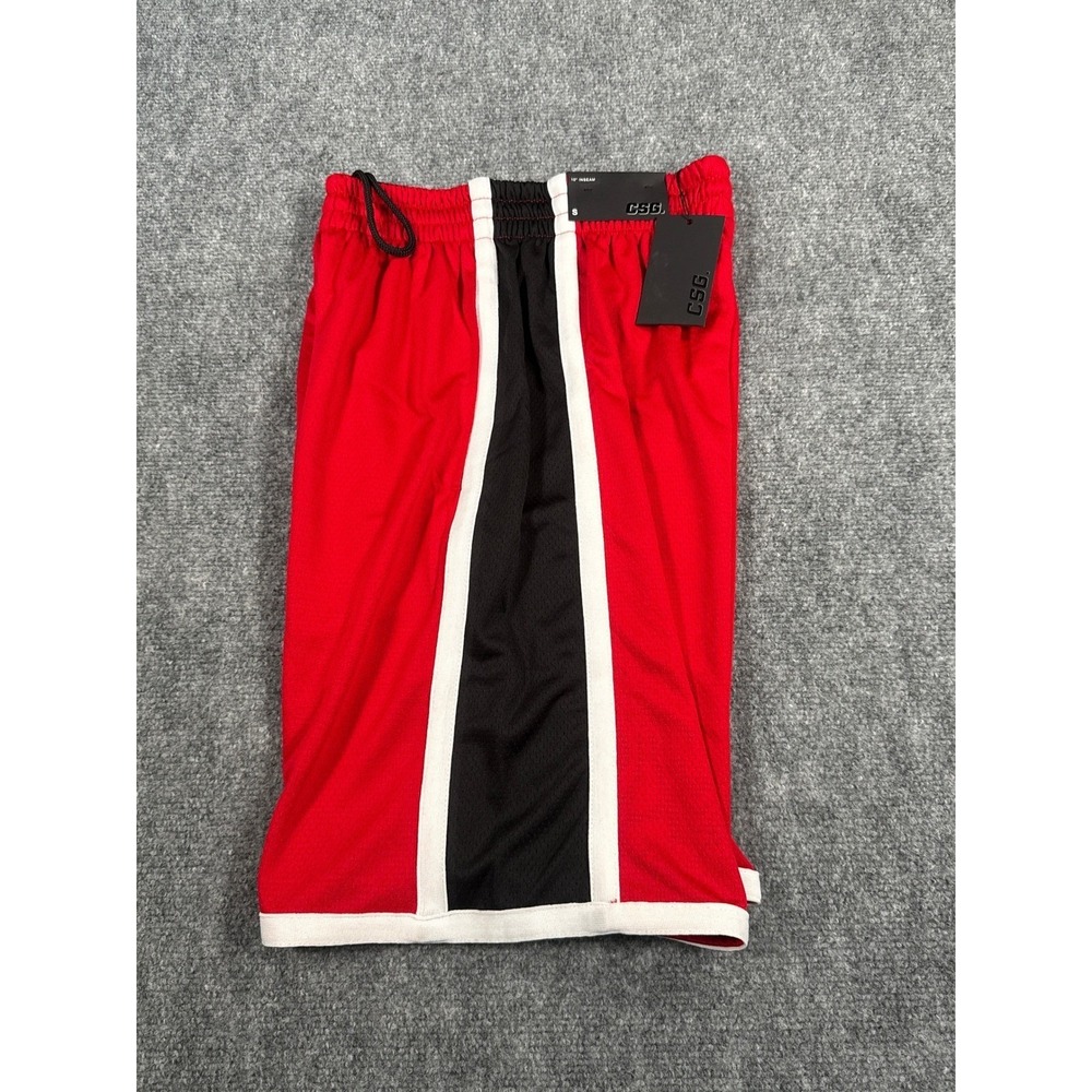 CSG Mens Small Red Black Mesh Athletic Basketball Training Gym Shorts NWT